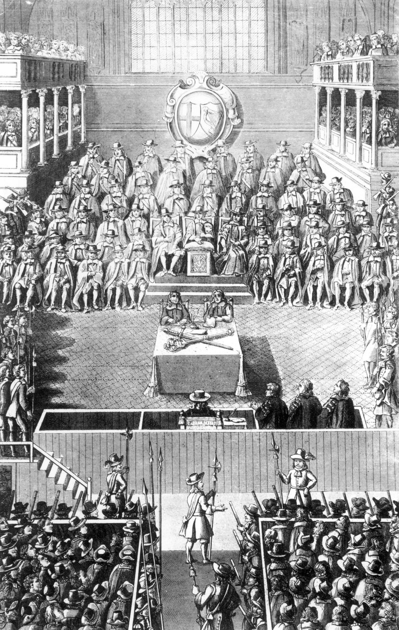 Charles I for High Court of Justice i Whitehall, 27. januar 1649 av English School
