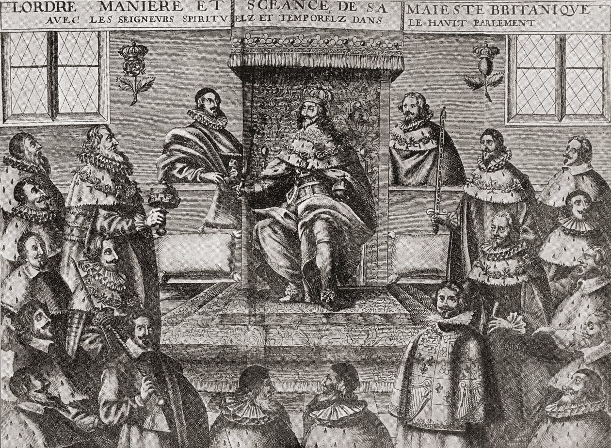 Charles I i House of Lords i 1648, fra 'A Short History of the English People' av JR Green, utgitt i 1893 av English School