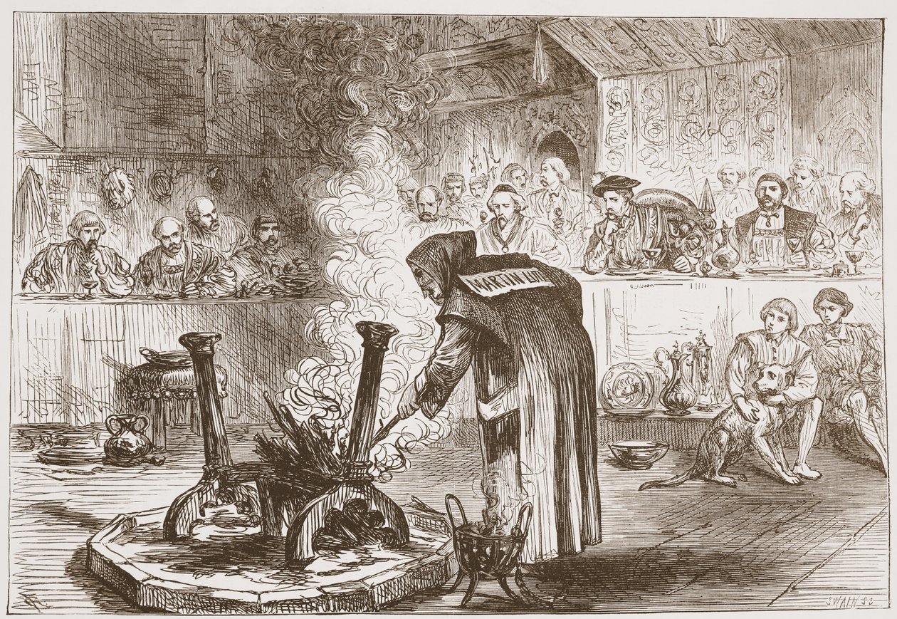 Charles ser Play of the Masks, illustrasjon fra The History of Protestantism av James Aitken Wylie (1808-1890), pub. 1878 av English School