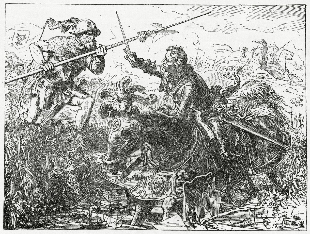 Karl den dristige, hertugen av Burgund, i slaget ved Nancy, 5. januar, 1477, 1882 av English School