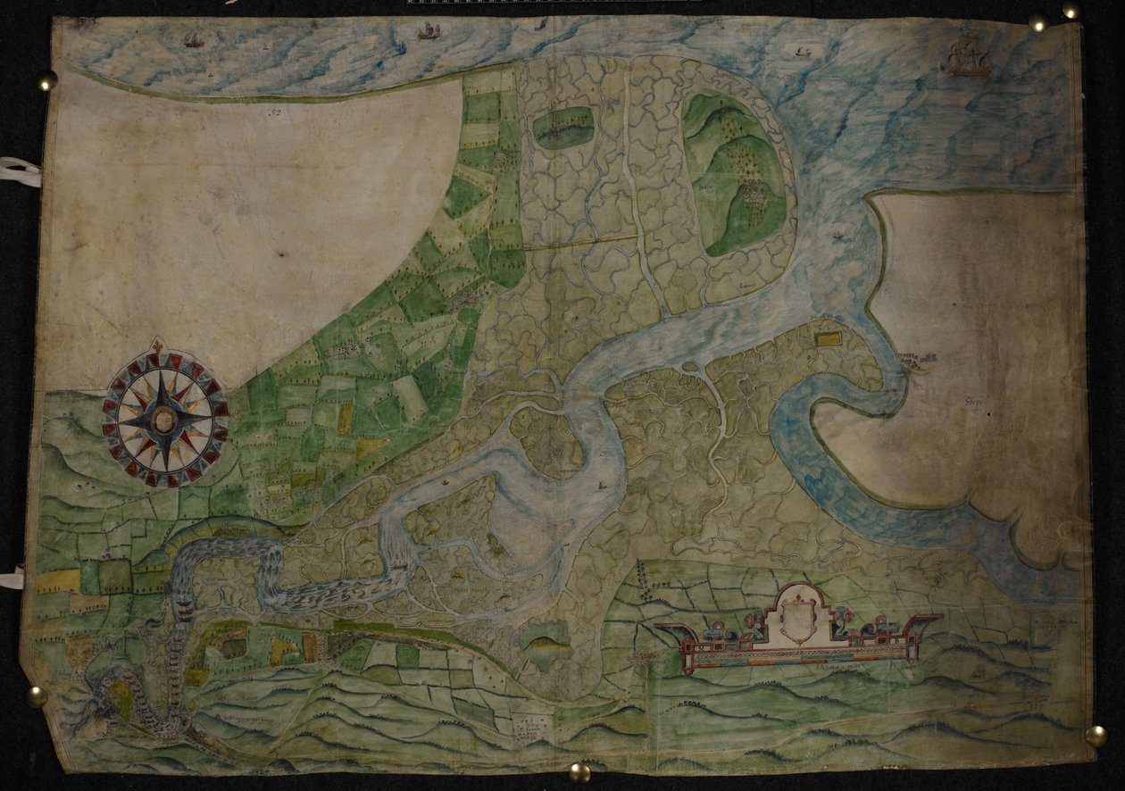 Kart over forløpet av elven Medway fra Rochester til The Nore av English School