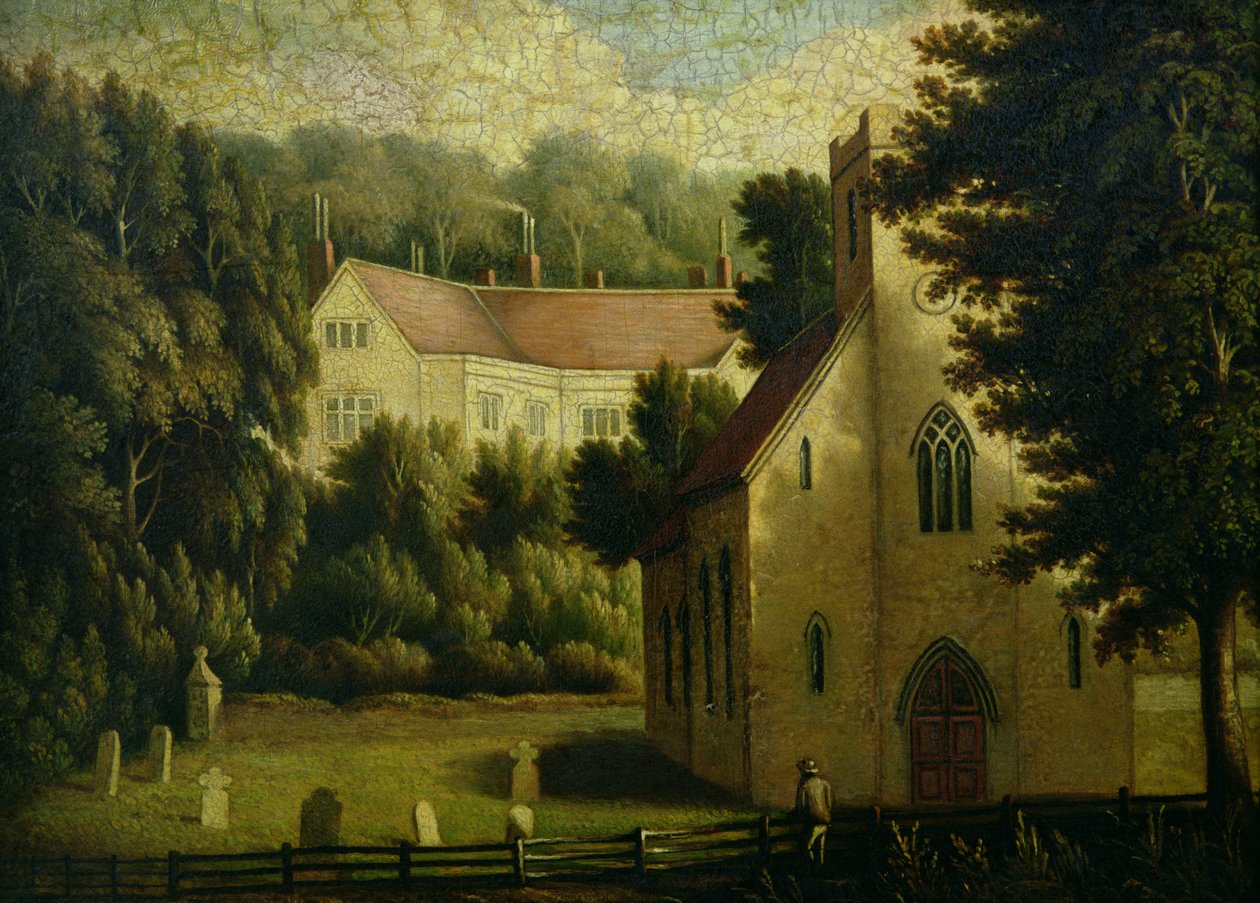 Chawton House and Church, 1809 av English School