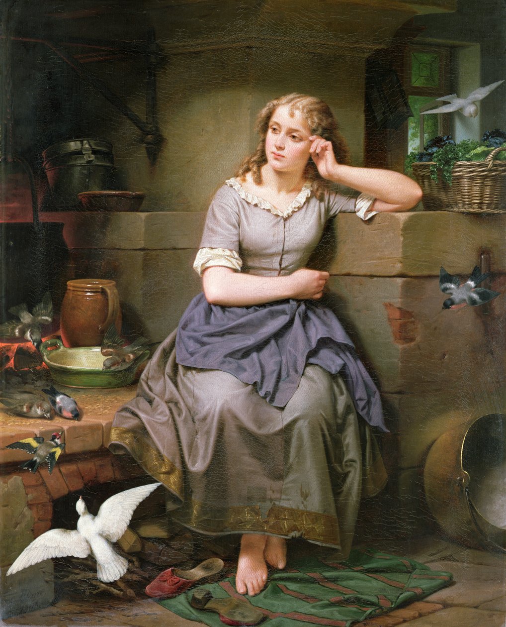 Askepott og fuglene, 1868 av English School
