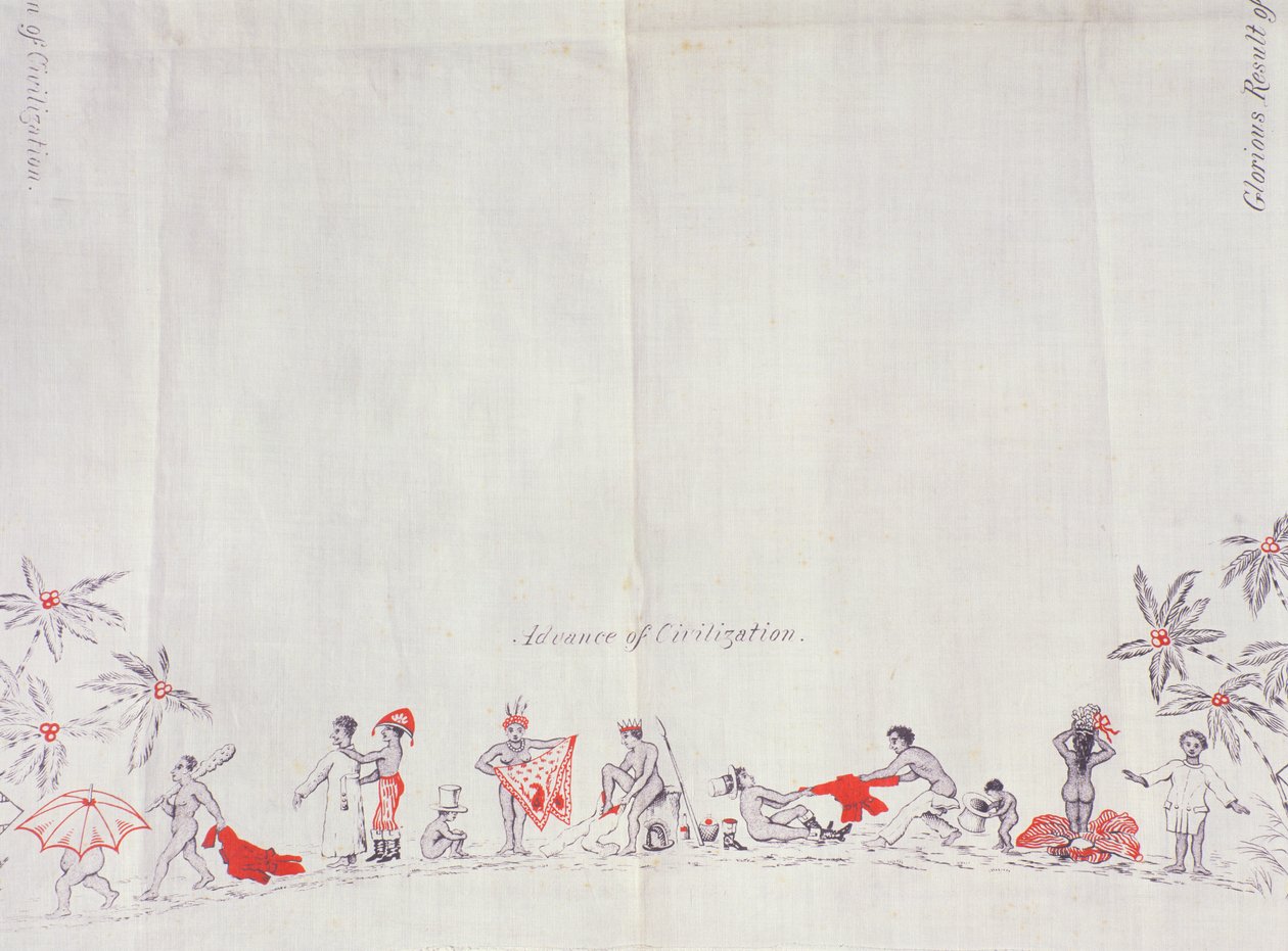 Civilization of Fiji, 1879 (trykk på bomull) av English School