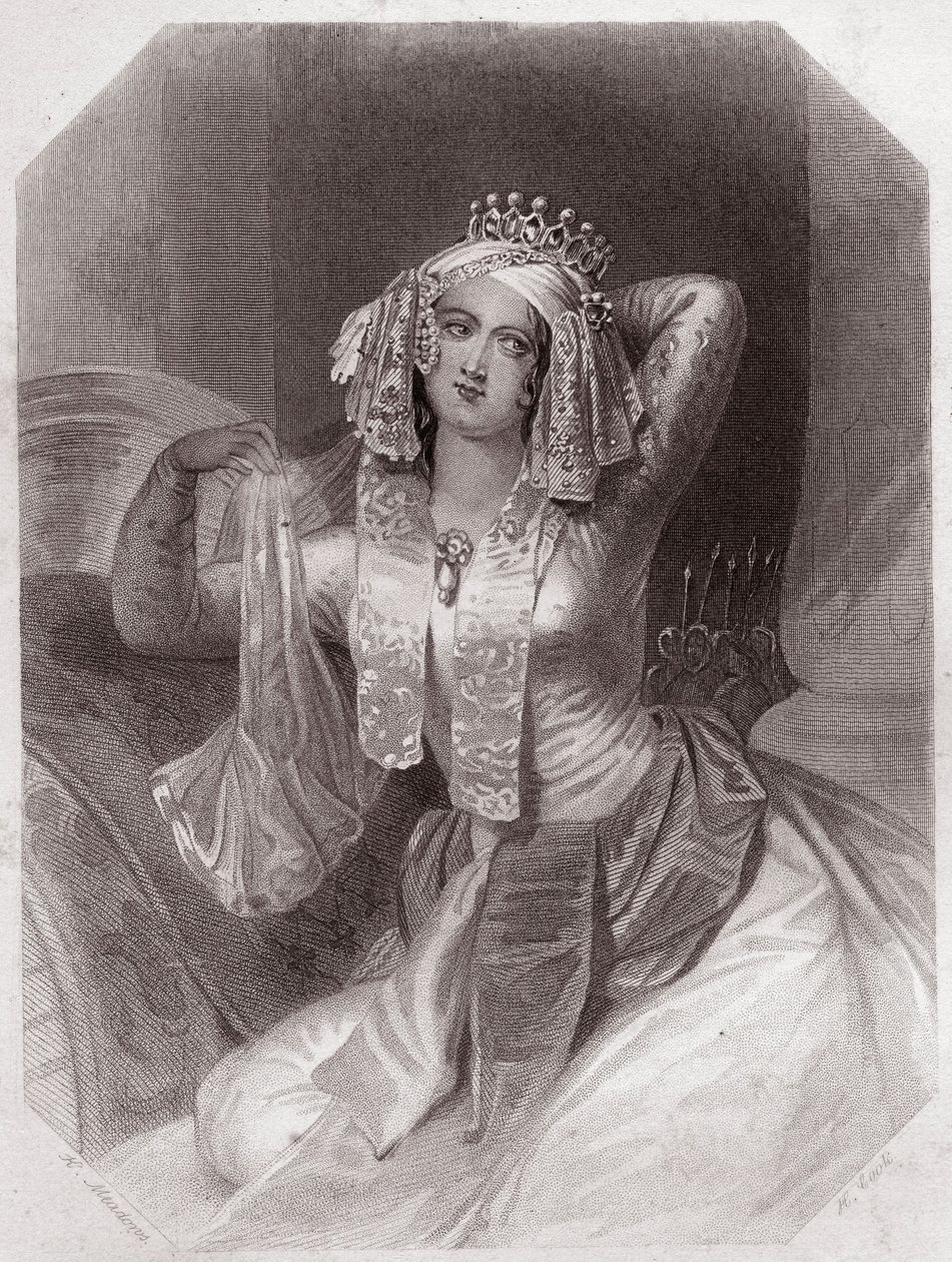 Cleopatre (Antoine et Cleopatre) (Antony og Cleopatra) i - "" Galerie des femmes de Shakespeare, samling av førtifem seriøse portretter av tidlige London-kunstnere, beriket med kritiske og litterære merknader""" ca. 1838 - fra "" Gallery of kvinnene av English School