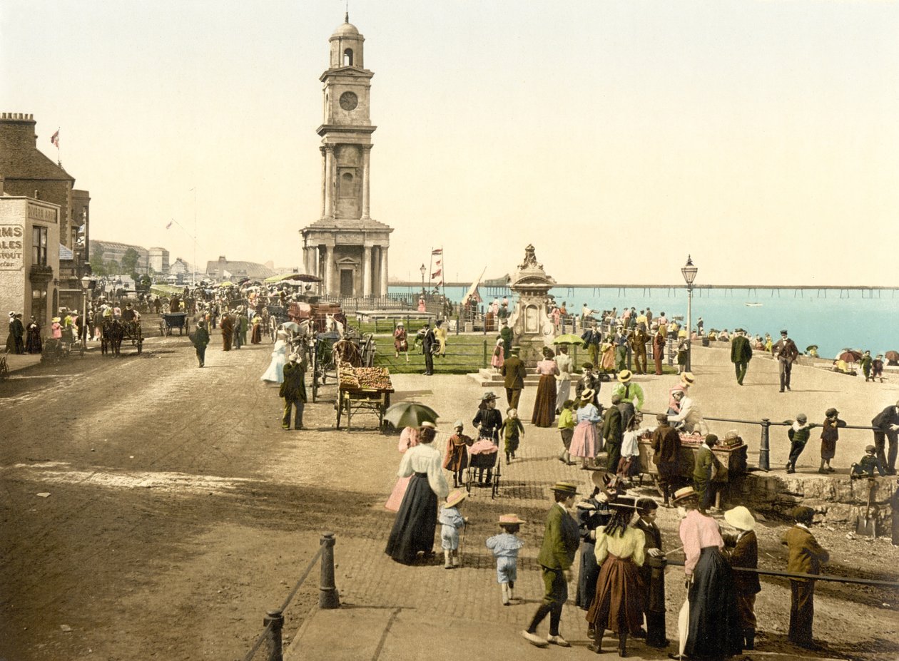 Clock Tower, Herne Bay (håndfarget bilde) av English School