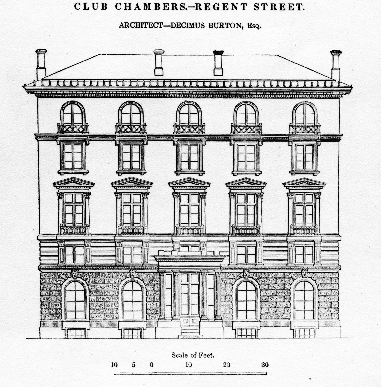 Club Chambers, Regent Street, 1839 av English School
