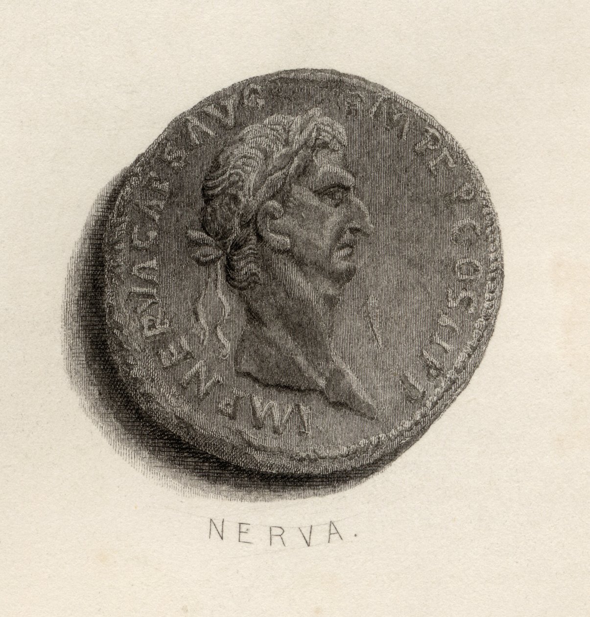 Mynt fra Nerva Caesar Augustus tid av English School
