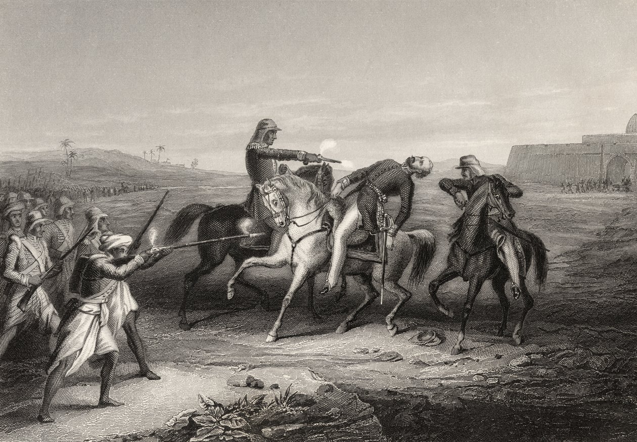 Oberst John Platt drept av mytteristene ved Mhow, 1. juli 1857, fra 