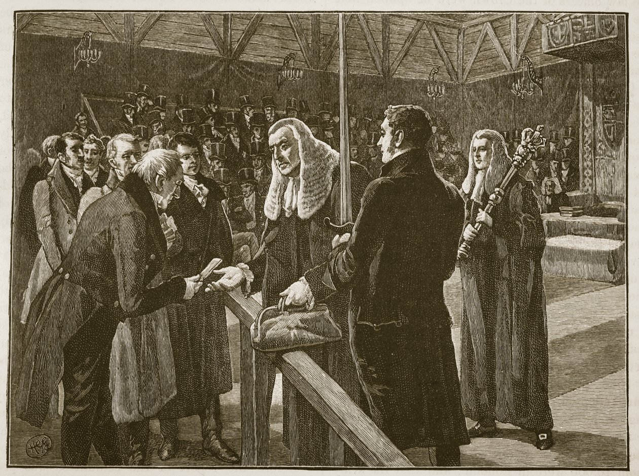 Konferanse mellom Houses of Parliament, 1835, illustrasjon fra Cassells Illustrated History of England (sepiafoto) av English School