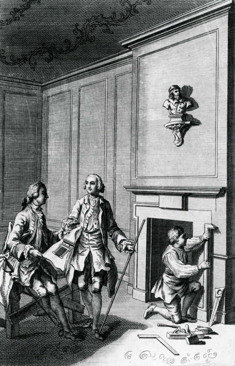 Konstruksjon av et skorsteinsbryst (gravering) av English School
