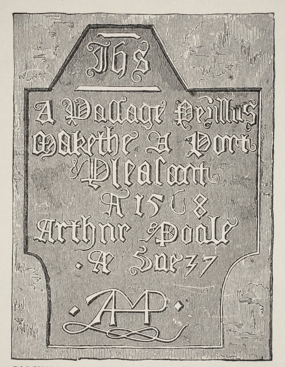 Kopi av en utskjæring av Arthur Poole på veggen til fengselscellen hans i Tower, 1568 av English School