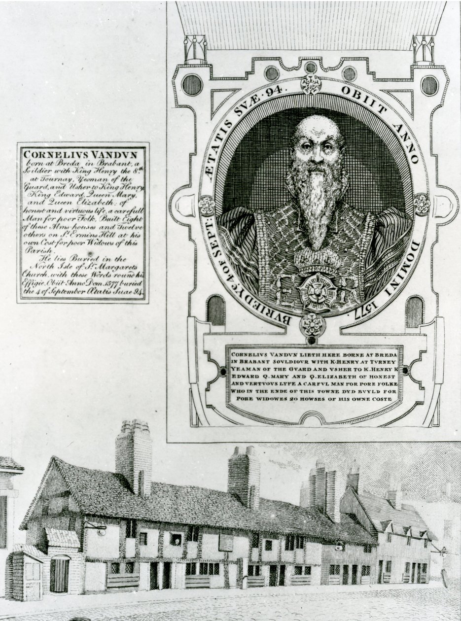 Cornelius Van Dun (1483-1577) Memorial and Almshouses, 1798 av English School