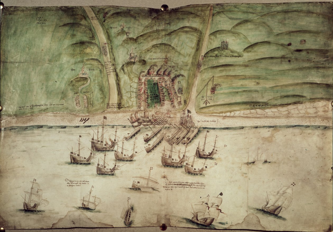 Bomull Augustus I.i f.18 Plan av Brighton under angrep av English School