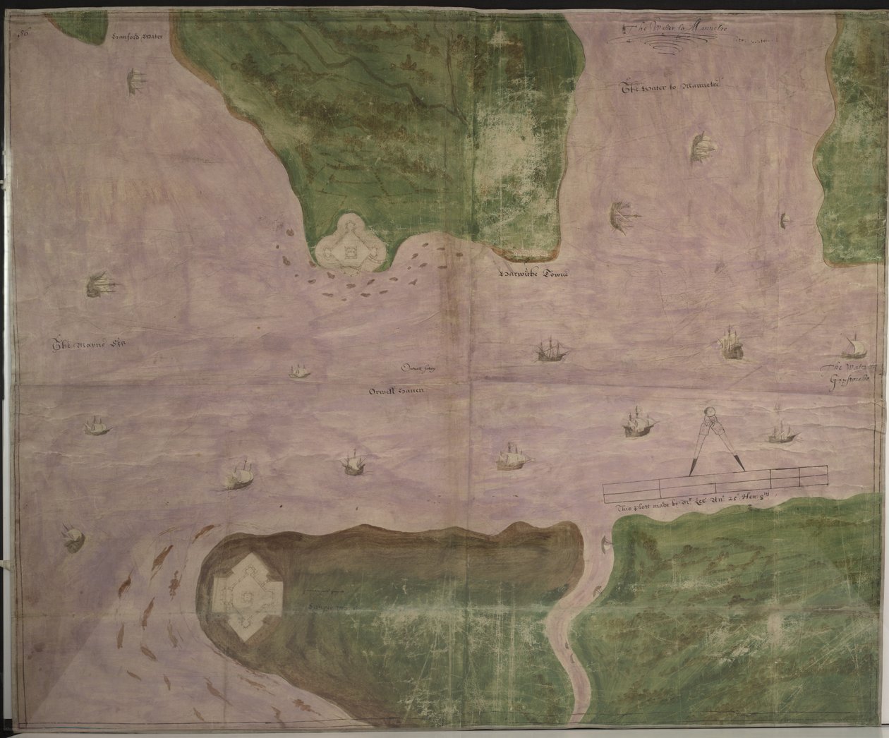 Cotton Augustus I.i f.56 Plan of Orwell Haven av Richard Lee av English School