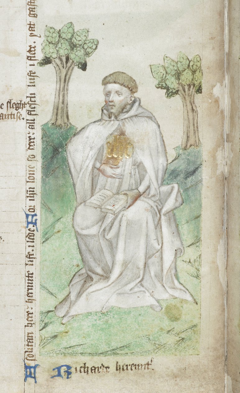 Cotton MS Faustina B.VI (2) f008v, Richard Rolle fra Hampole, detalj (vellum) av English School