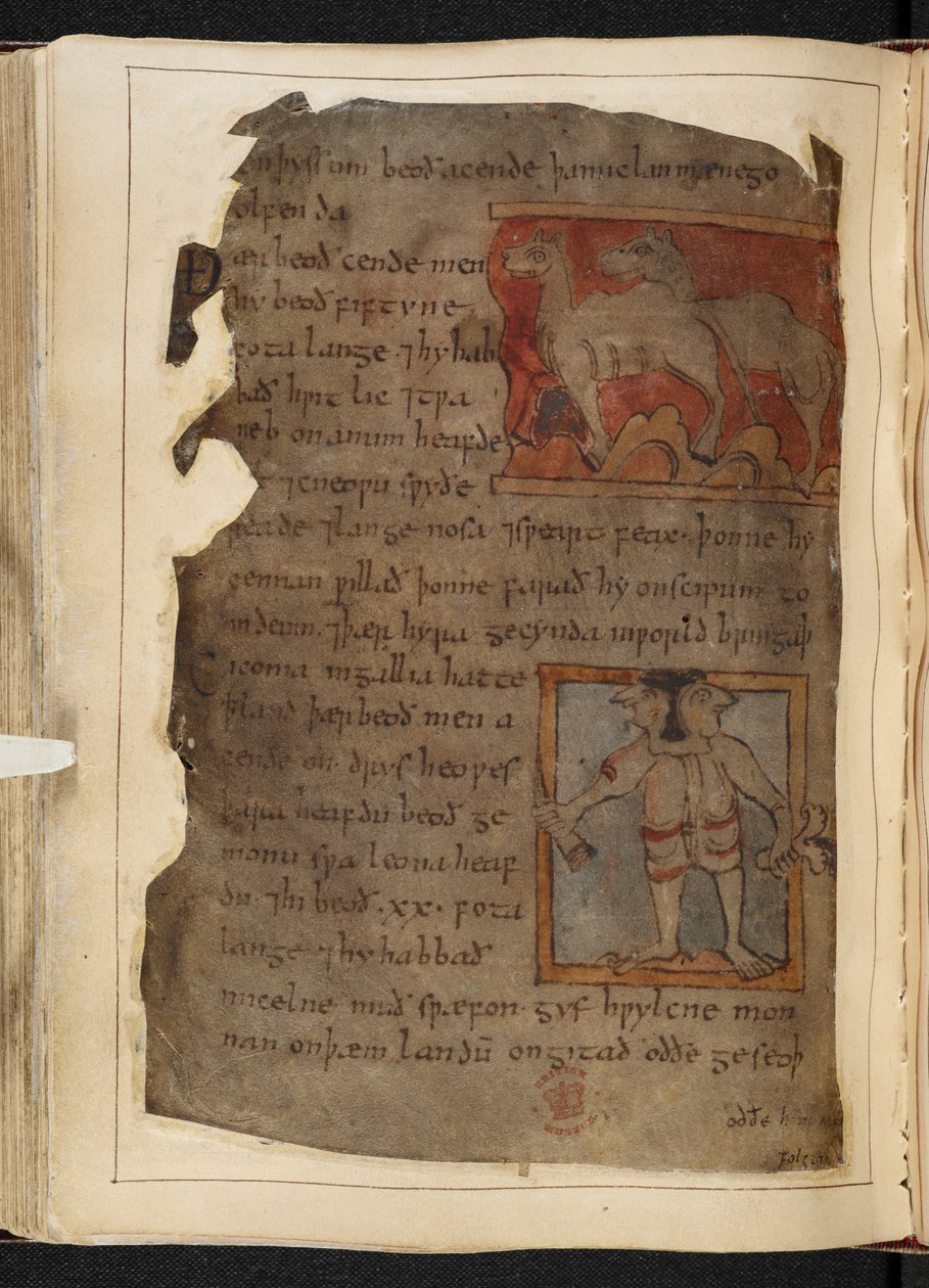 Cotton MS Vitellius A XV f.101v, Beowulf, fra 
