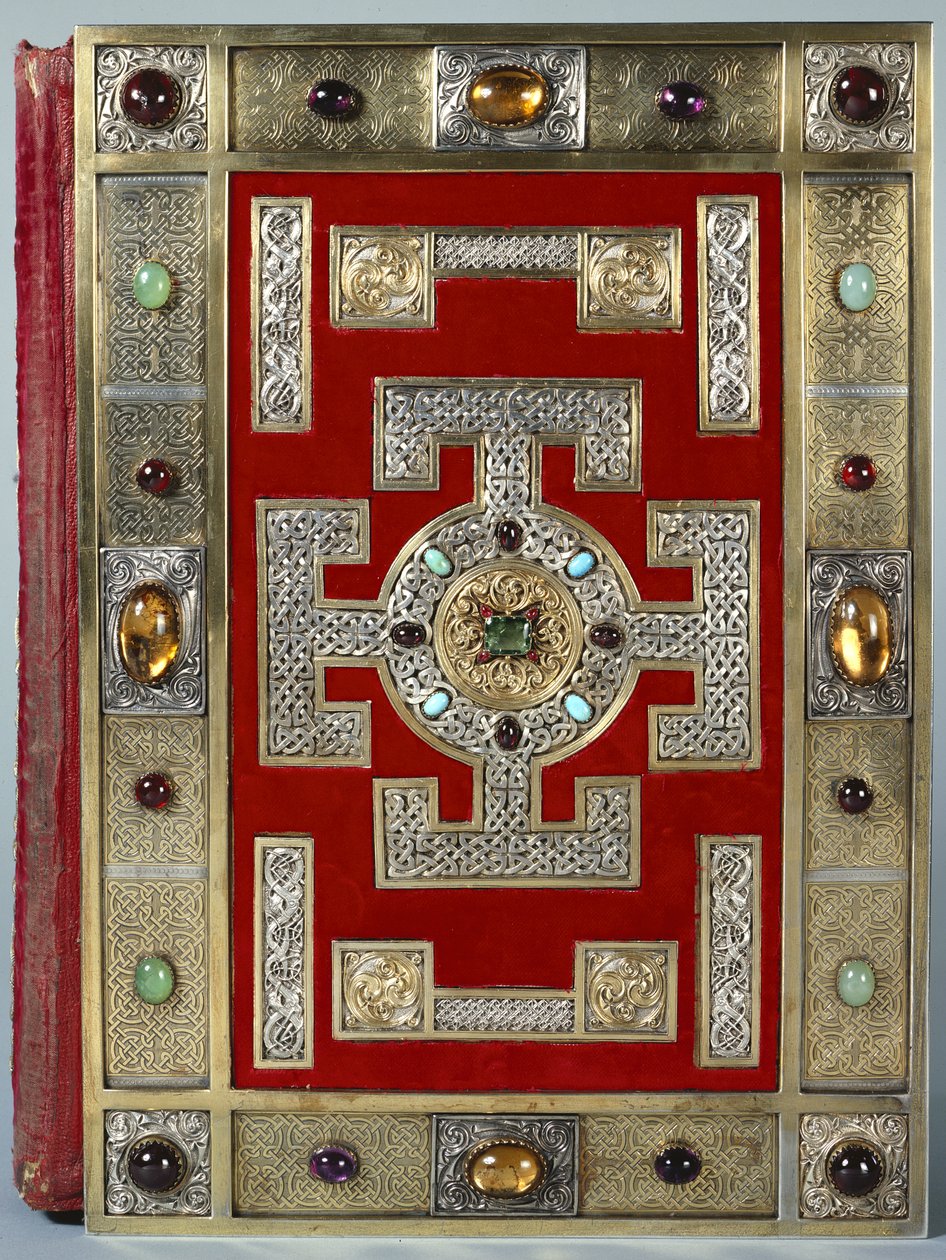 Cotton Nero D.IV Binding of the Lindisfarne Gospels, rebound i 1853 (skinn med gull og halvedelstein) av English School