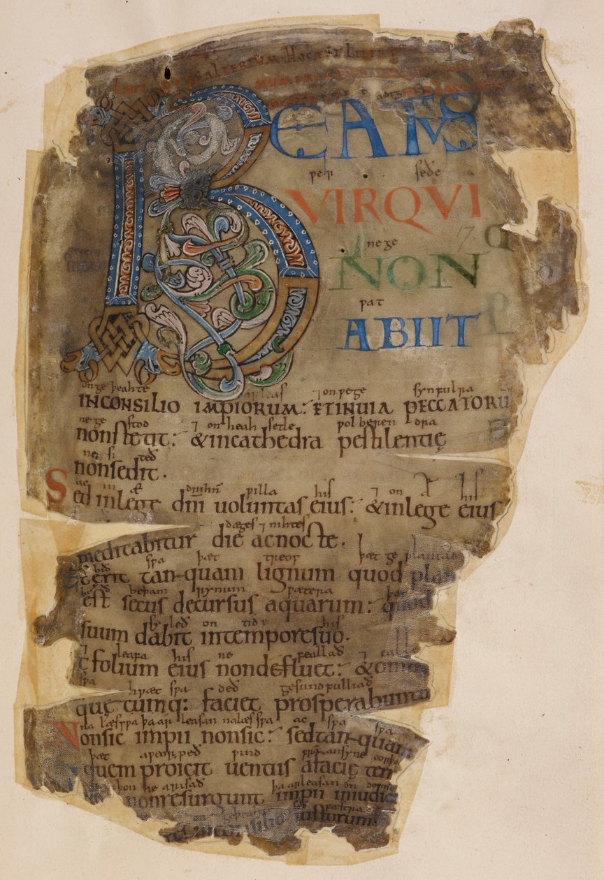 Cotton Vitellius E. XVIII f.18, Beowulf, belyst side av 