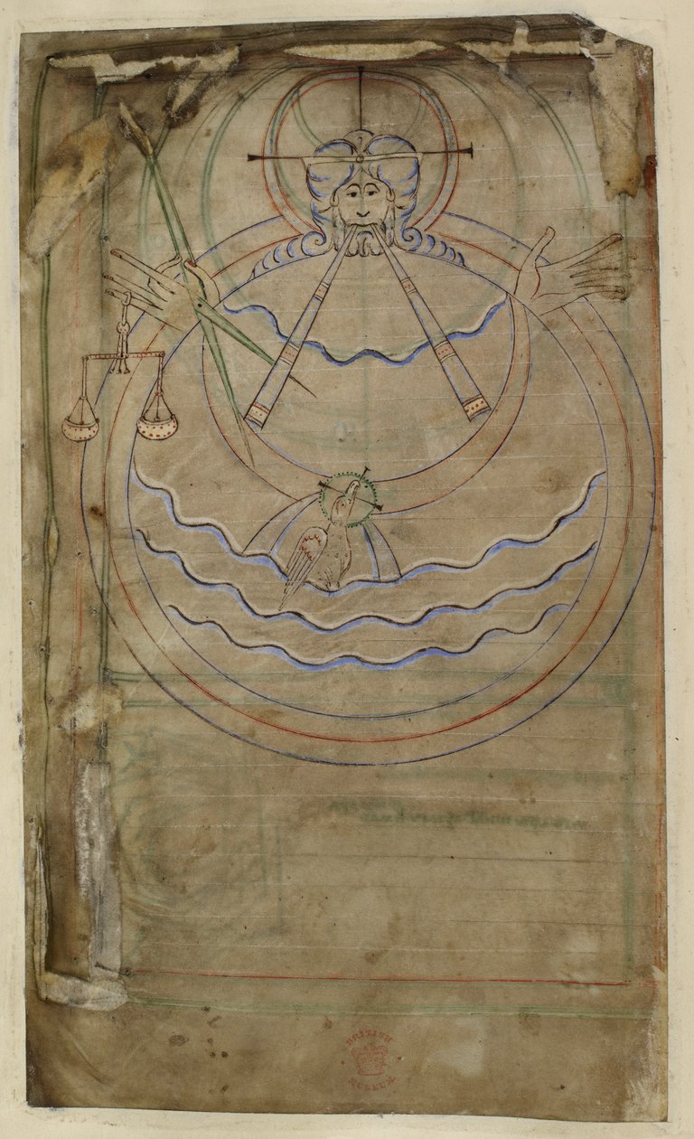 Cotton ms tiberius c vi f007v Diagrammatisk representasjon av skapelsen, illustrasjon fra 