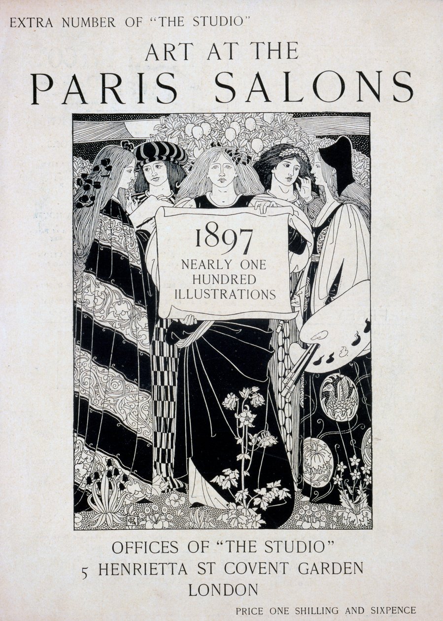 Cover for Art at the Paris Salons, ekstranummer av The Studio magazine, 1897 (lito og boktrykk) av English School