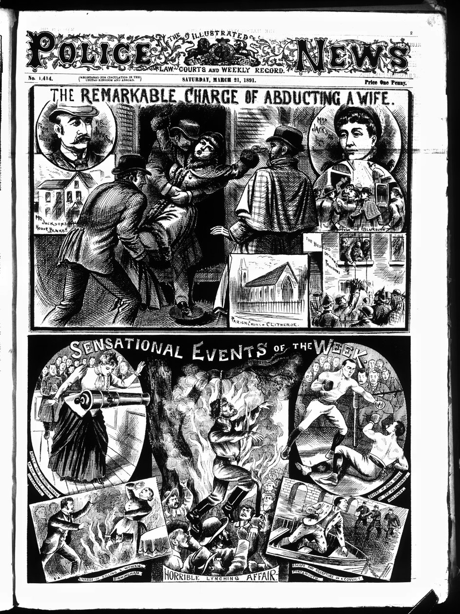 Forsiden av Illustrated Police News, lørdag 21. mars av English School