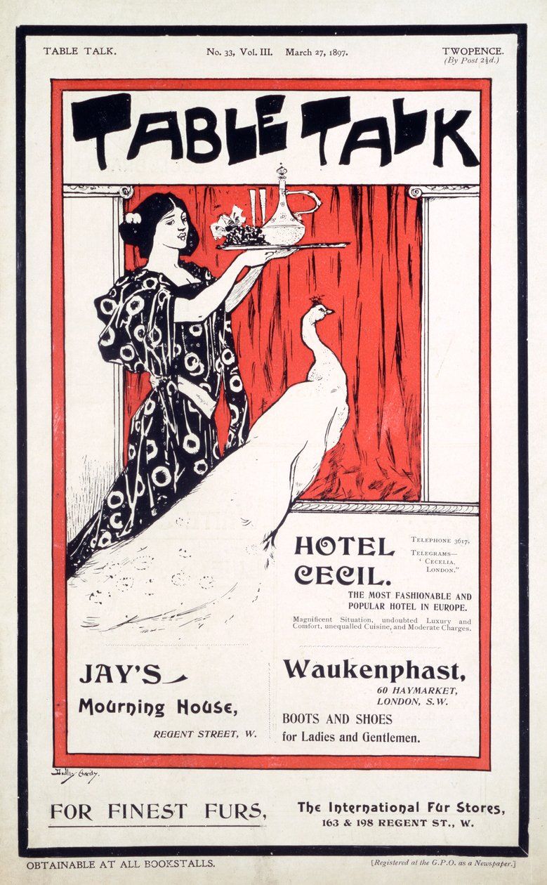Forside til Table Talk Magazine, 27. mars 1897 (fargelito og boktrykk) av English School