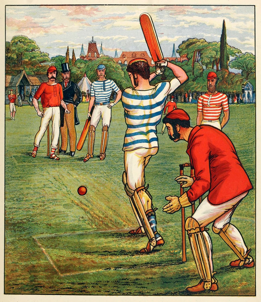 Cricket, fra British Sports and Games, pub. C. 1880. av English School