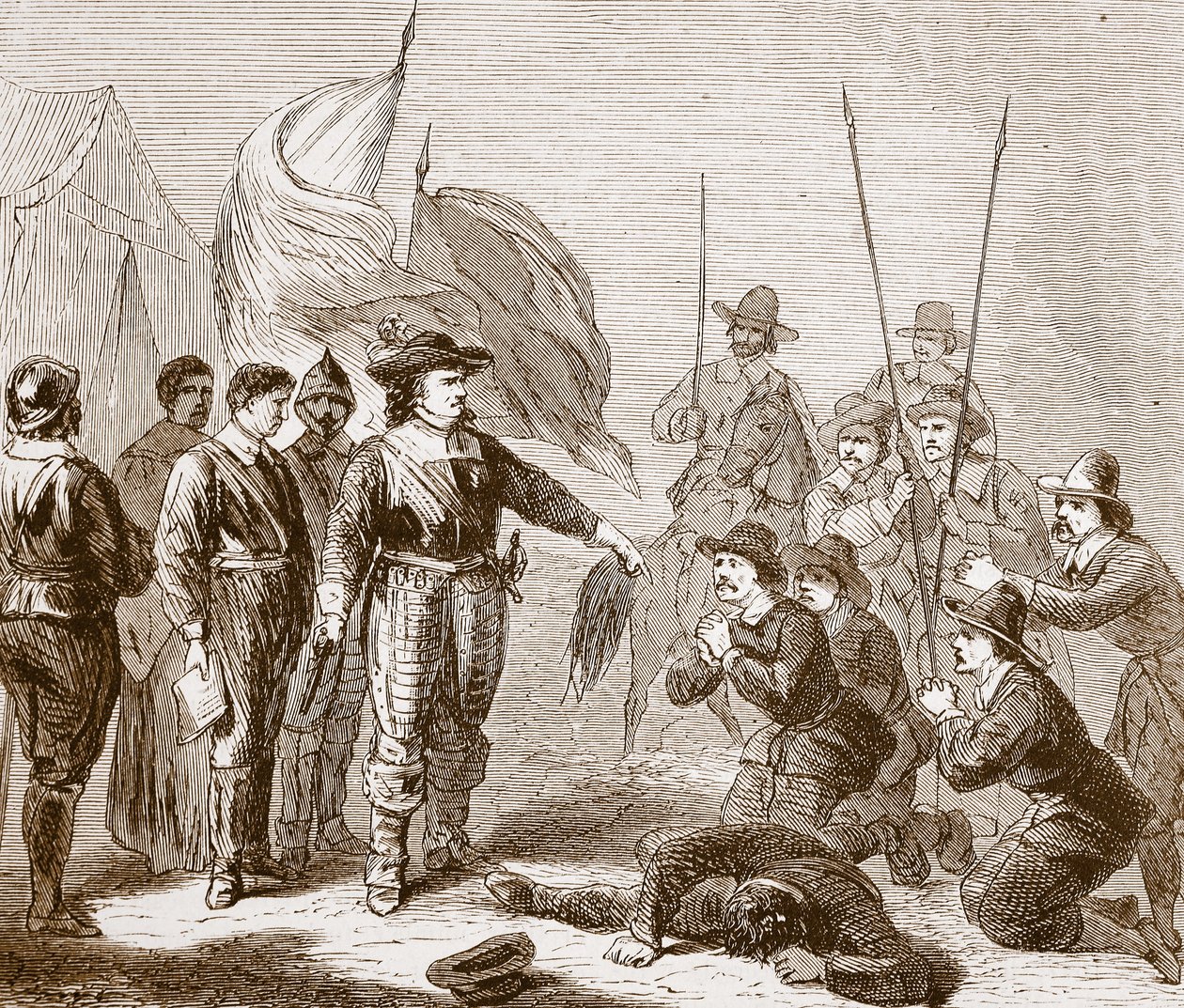 Cromwell undertrykker mytteriet i hæren, 1649 av English School