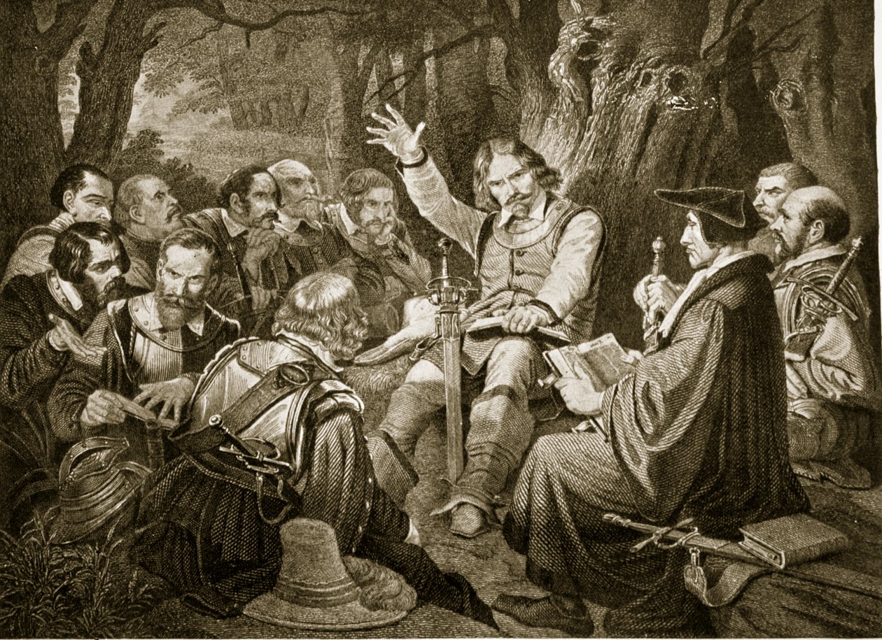 Cromwell før slaget ved Dunbar, 1650, illustrasjon fra Hutchinsons Story of the British Nation, ca. 1923 av English School