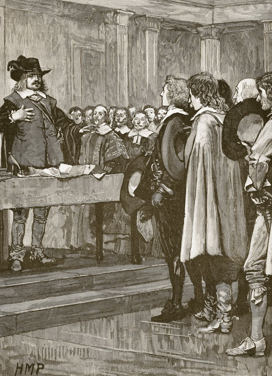 Cromwell nekter kronen, illustrasjon fra Cassells Illustrated History of England (sepiafoto) av English School
