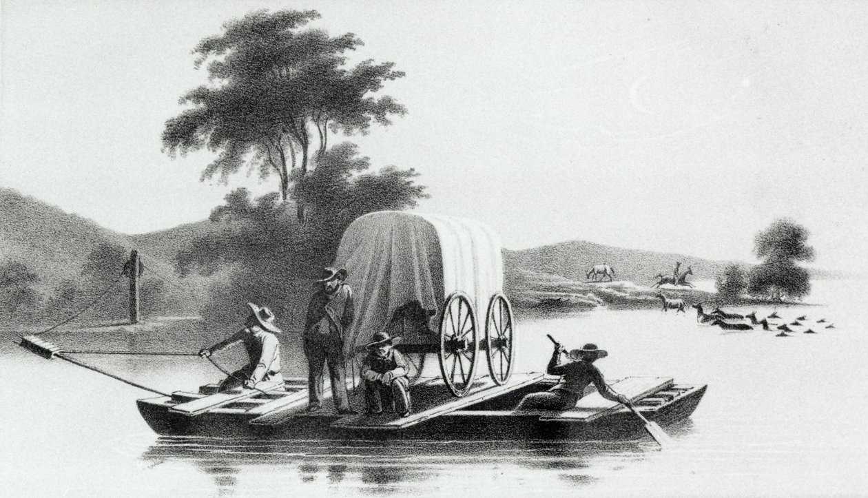 Kryss av Platte Mouth of Deer Creek, fra Exploration and Survey of the Valley of the Great Salt Lake of Utah av Howard Stansbury, publisert 1852 av English School