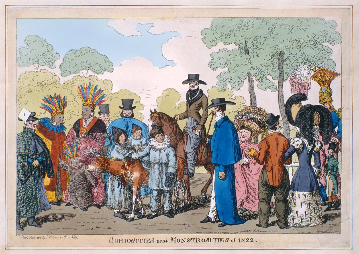 Kuriosa og monstrositeter fra 1822, 1822 (håndfarget gravering) av English School