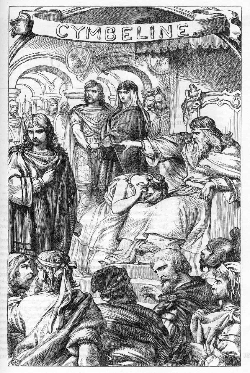 Cymbeline - (The Tragedy of Cymbeline, King of Britain) - Illustrasjon i "" Completes de William Shakespeare"" 1866 - Illustrasjonene og den generelle formen til denne utgaven er lånt fra Cassells illustrerte Shakespeare, utgitt i London av English School