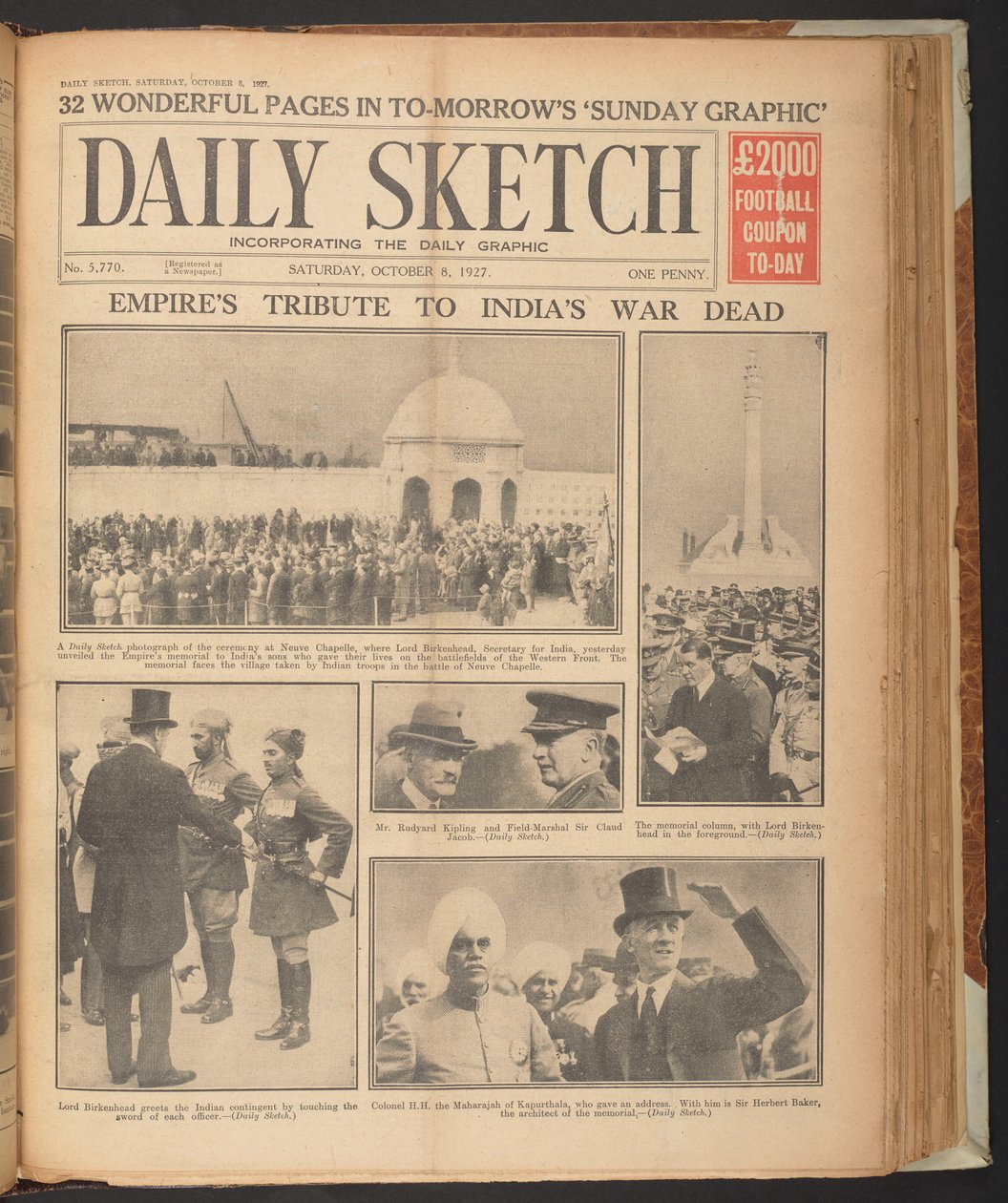 Daily Sketch, som viser Rudyard Kipling på Neuve Chapelle, 8. oktober av English School
