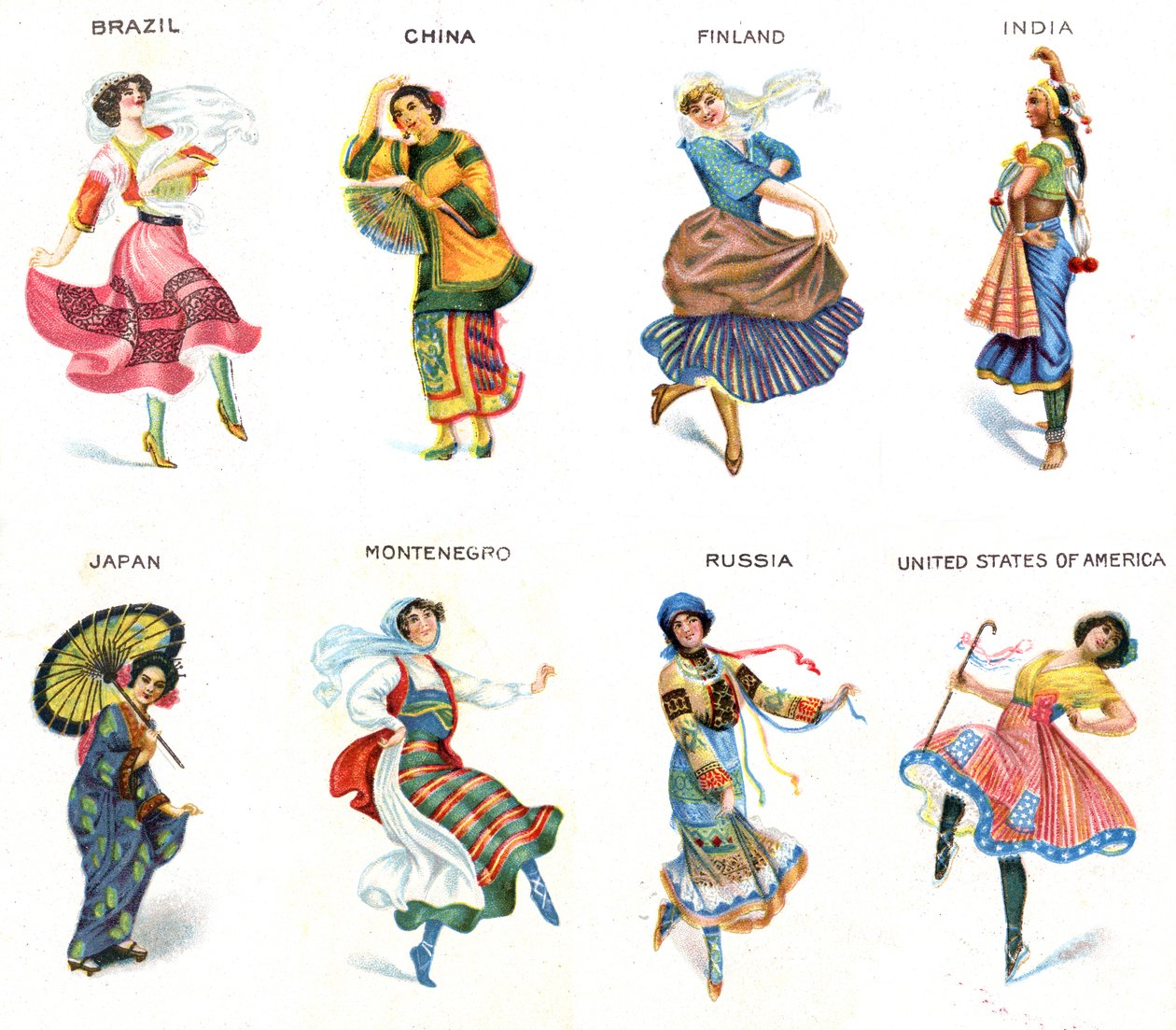 Dancers of the World, sigarettkort, 1915 av English School