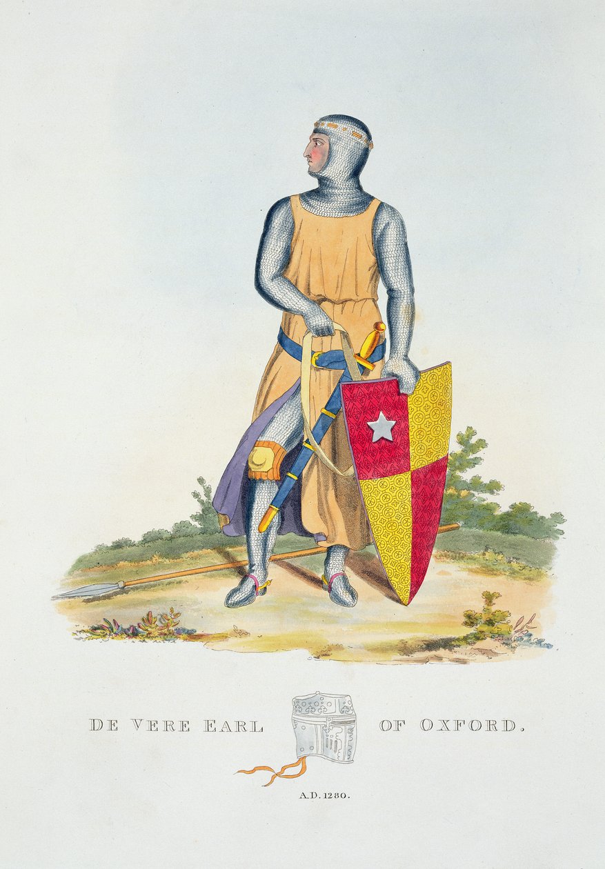 De Vere, jarl av Oxford, 1280, fra Ancient Armor av Samuel Rush Meyrick, 1824 av English School