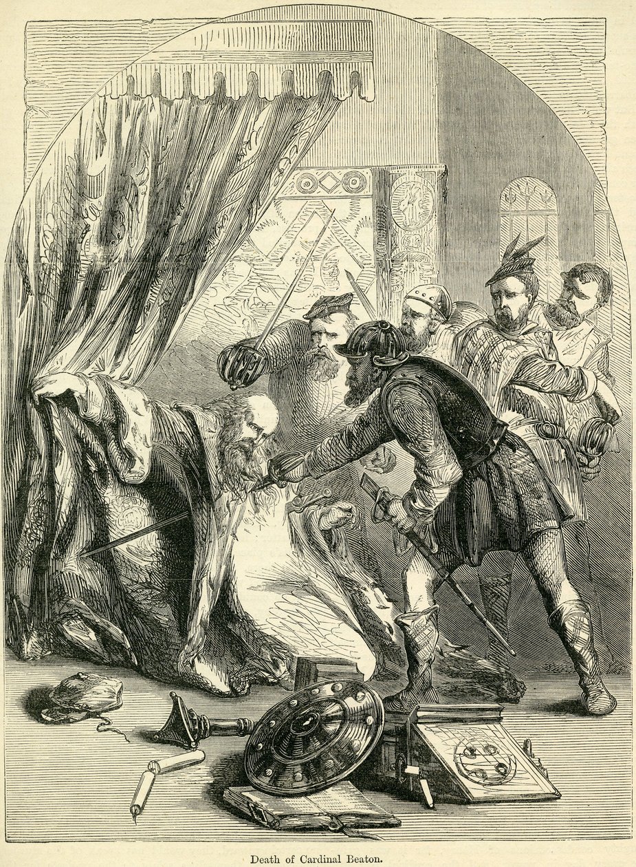 Kardinal Beatons død, 29. mai 1546 (gravering) av English School