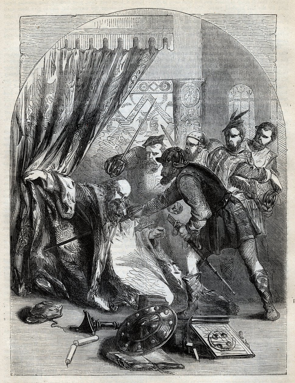Cardinal Beatons død, 29. mai 1546 - Kardinal David Beaton (c1494-1546), erkebiskop av St. Andrews, myrdet under den skotske reformasjonen - gravering fra "" History of England"" av Cassell Petter & Galpin, London (1890) av English School