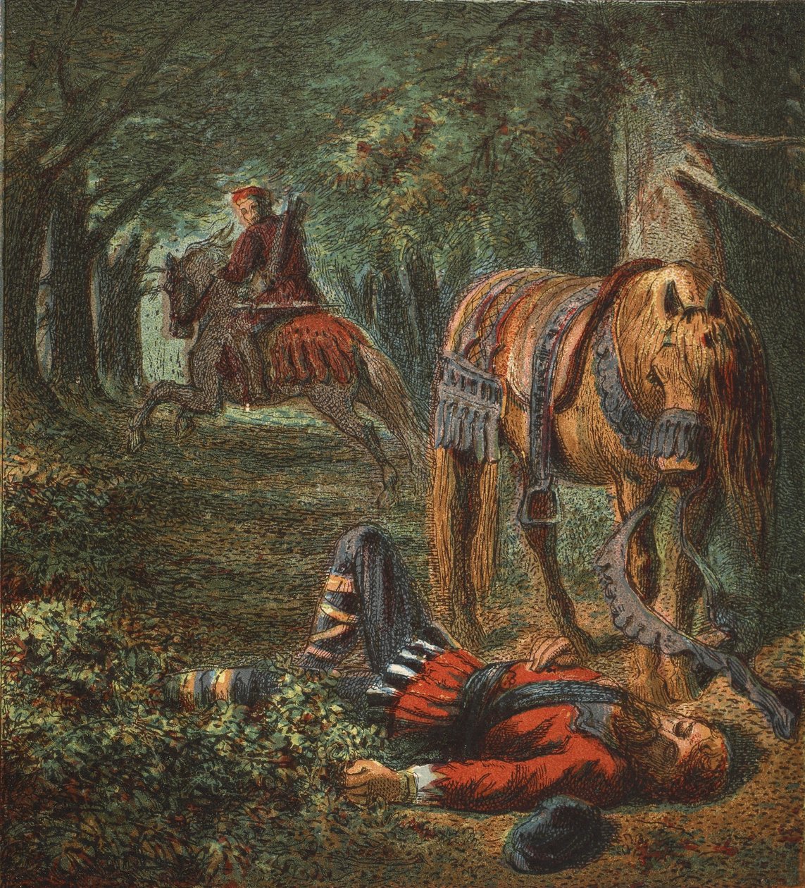 William den andres død, pub. 1890 (fargelitografi) av English School