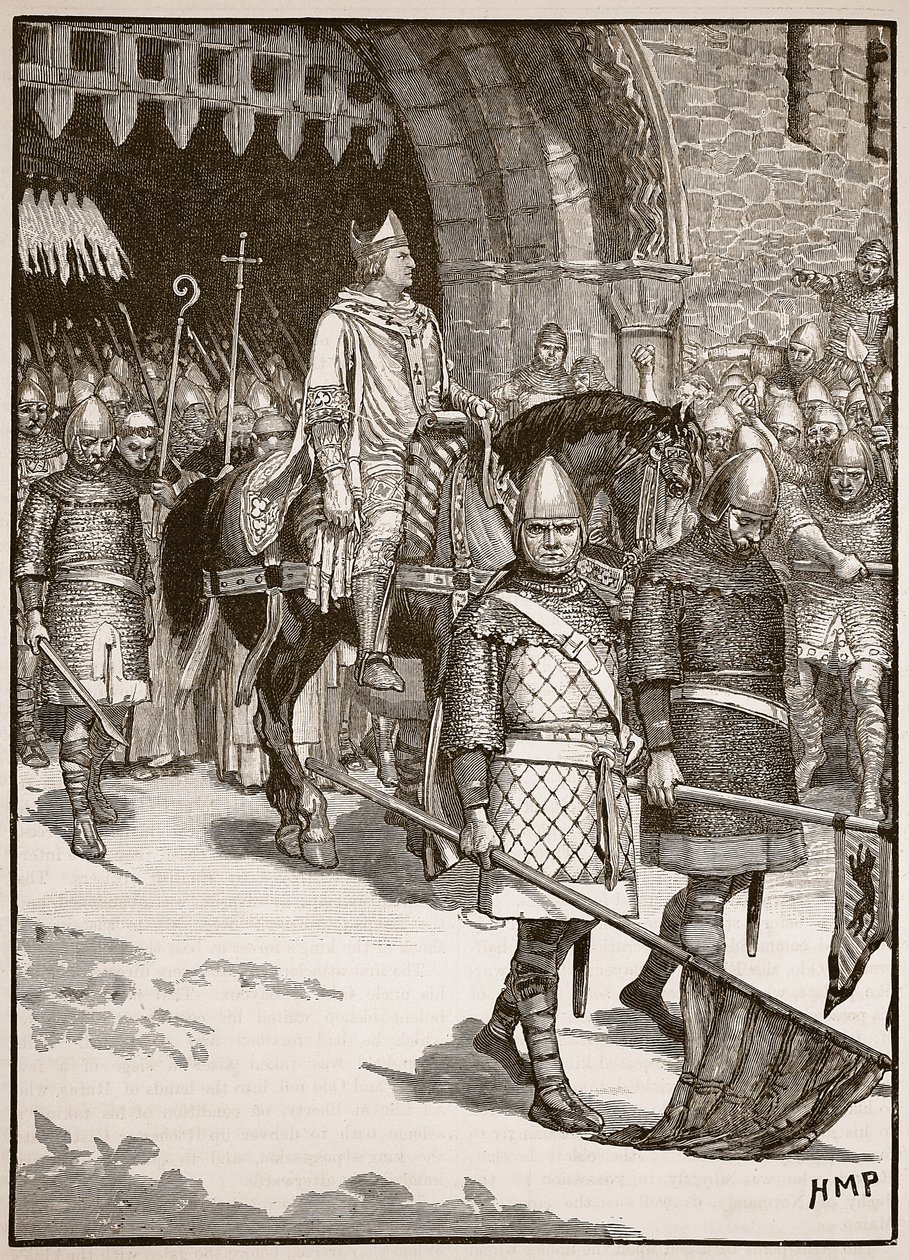 Biskop Odos avgang fra Rochester, illustrasjon fra Cassells Illustrated History of England (sepiafoto) av English School