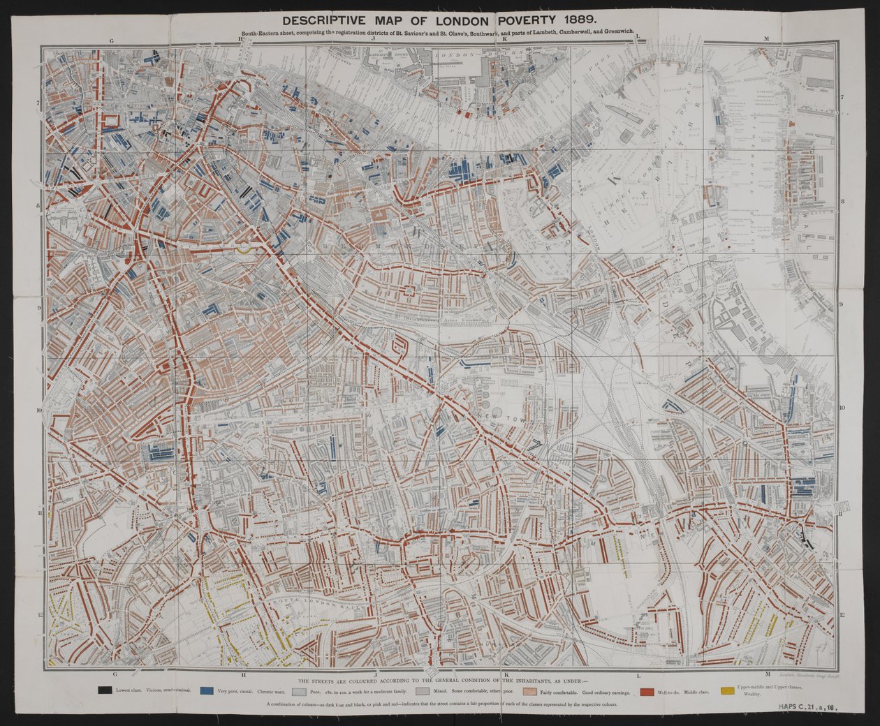 Beskrivende kart over London Poverty, av Charles Booth av English School