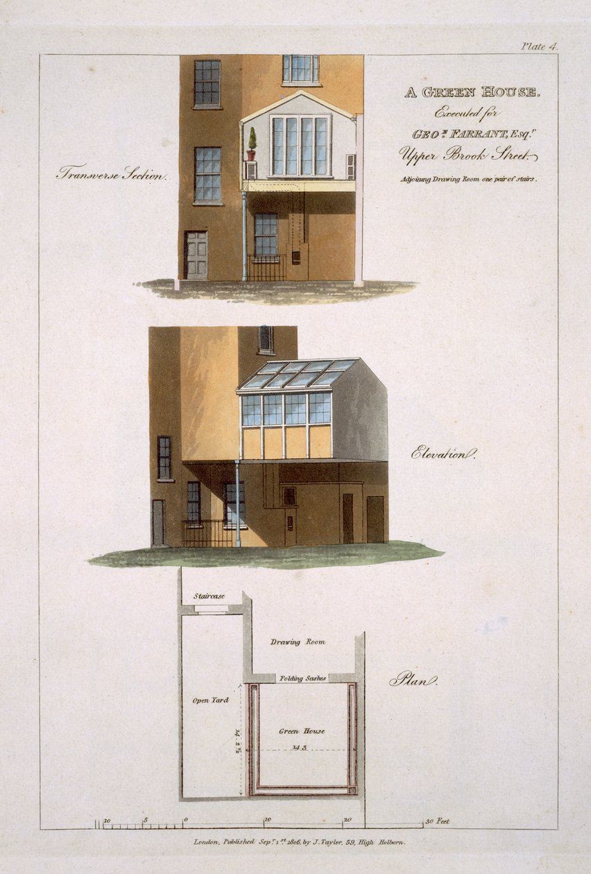 Design for A Green House, utført for G. Farrant, 1806 av English School