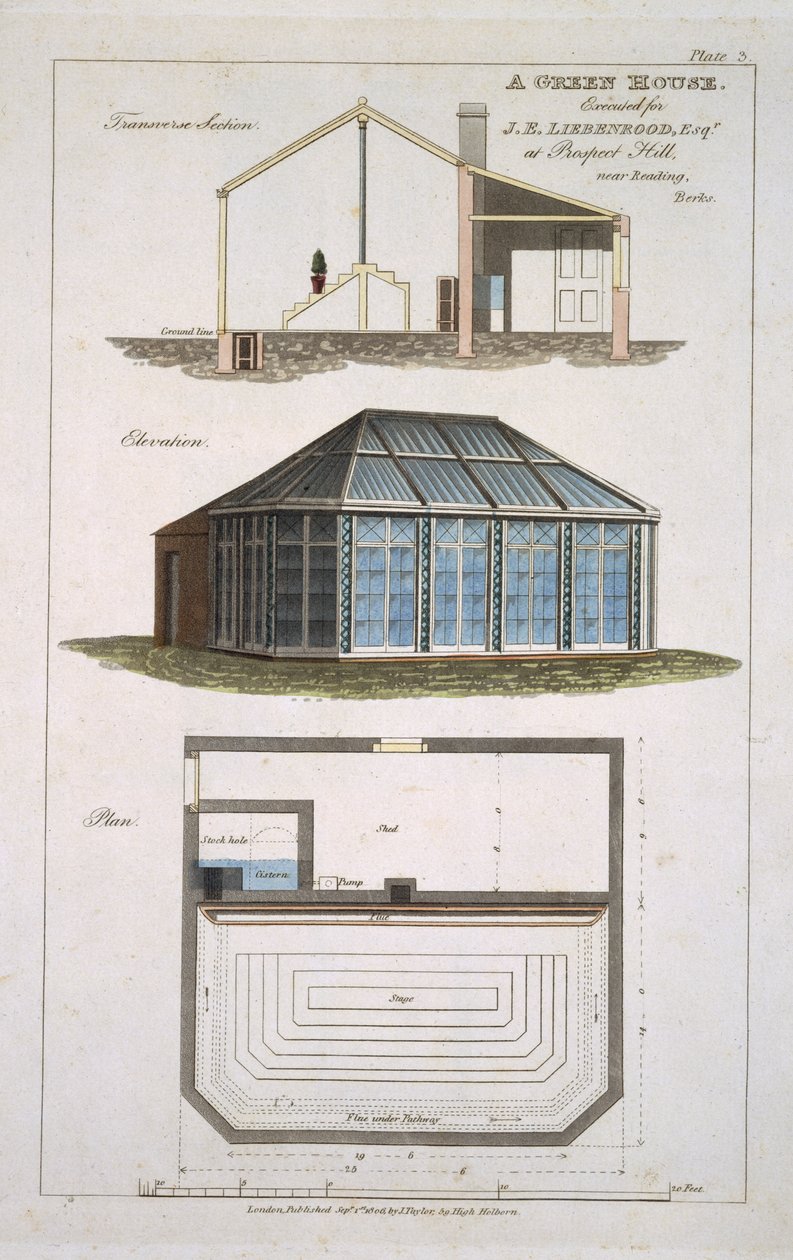 Design for et grønt hus utført for J. E Liebenrood på Prospect Hill av English School
