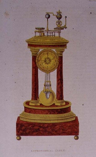 Design for en astronomisk klokke, plate 139 fra Ackermanns 