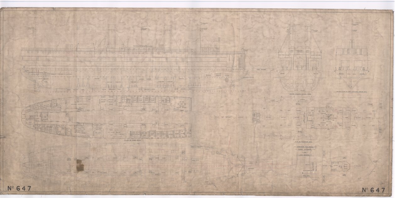 Design for den isbrytende togfergedamperen SS Baikal (blekk på papir) av English School