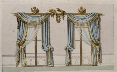 Design for vindusgardiner, plate 64 fra Ackermann