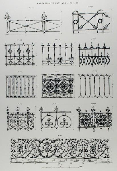 Design for rekkverk i støpejern, fra 