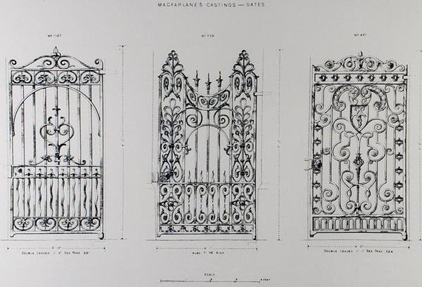 Design for rekkverk i støpejern, fra 