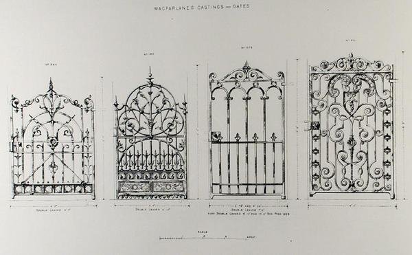 Design for rekkverk i støpejern, fra 
